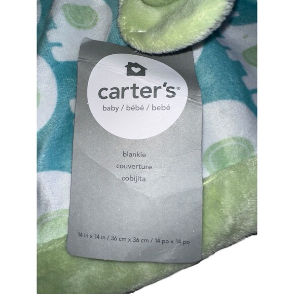 Carters Baby Elephant Lovey Security Blanket Green Blue Plush Comfort Toy - Picture 6 of 15